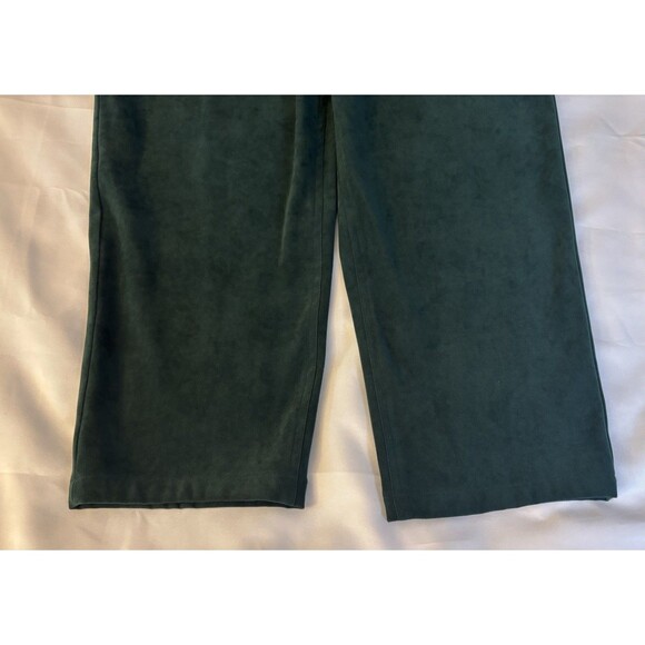 TALBOTS Petites Green Suede Straight Leg Pants 10P Stretch 5-Pocket Holiday 90s - Picture 6 of 10